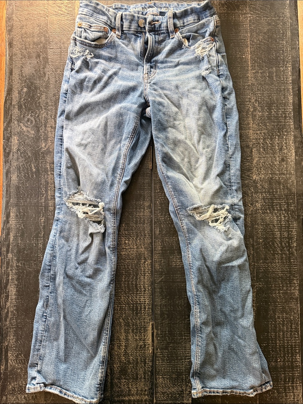 American Eagle Outfitters Light Blue Distressed Bootcut Jeans